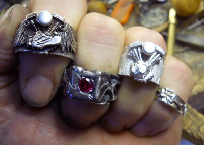 Some of Bryan's Harley engine rings.