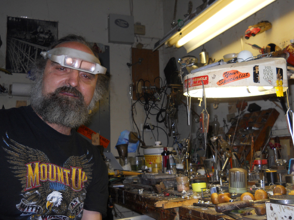 Bryan Freund at Work Bryan Freund working in his shop.
