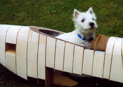 Cockpit construction with David's dog, Bonnie.
