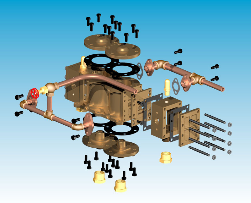 Pinnace Launch Engine Model An exploded view of the Pinnace CAD model.