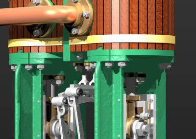 A close-up look at the twin simple engine CAD plan.