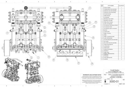 A plan for an engine CAD rendering.
