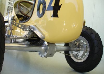 Rear view of the race car.