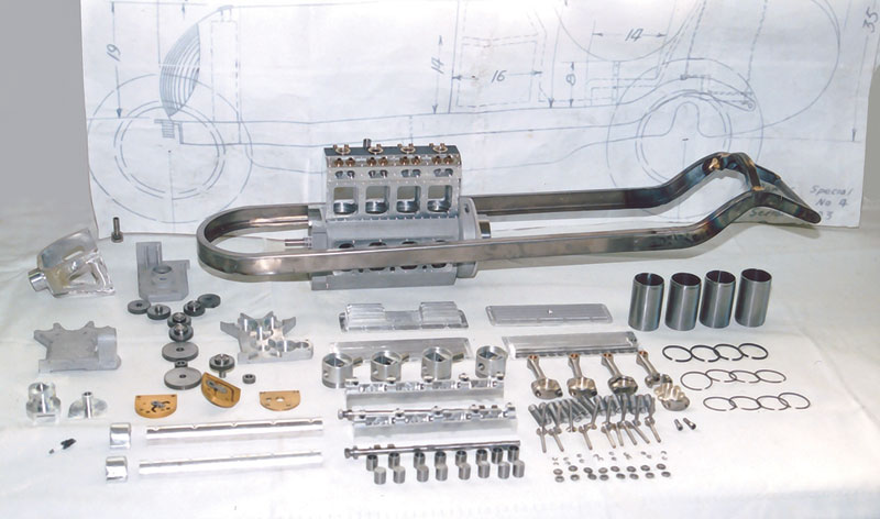 Engine Frame and Components The engine frame and various components.