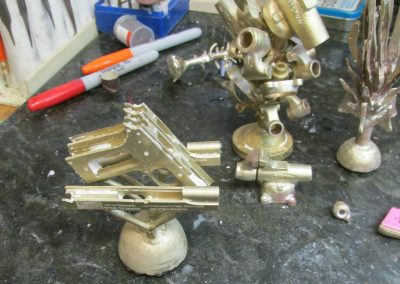Cast metal parts.
