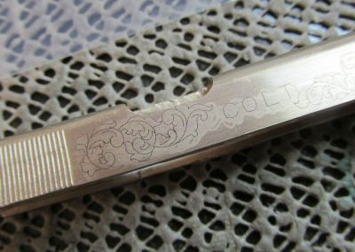 The engraving process.