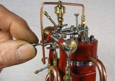 In this photo, Find is operating the handle for the inlet rocker arm.