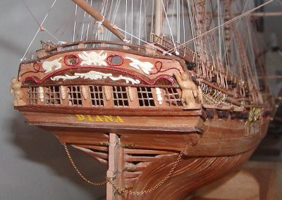 A look at the stern of the HMS Diana.