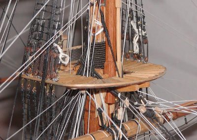 A close-up of the HMS Victory.
