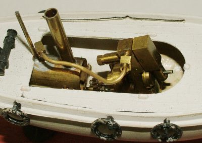 A close-up look at the tugboat engine and boiler.