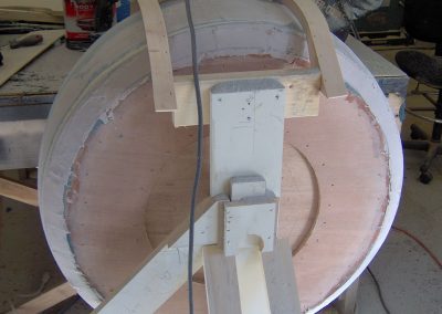An early stage of wheel construction.