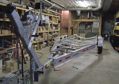 Fred building the trailer for the Rachel H.