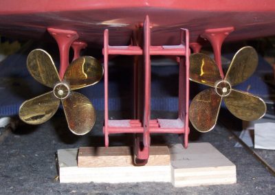 A closer look at the polished brass props.