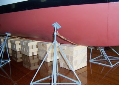 A close look at the dry dock supports.