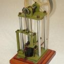 A rear view of one of Rudy's vertical steam engines.