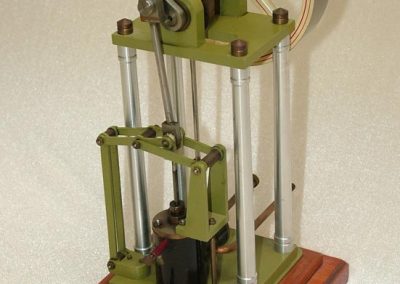 A rear view of one of Rudy's vertical steam engines.