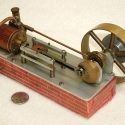 A side view of the horizontal steam engine.