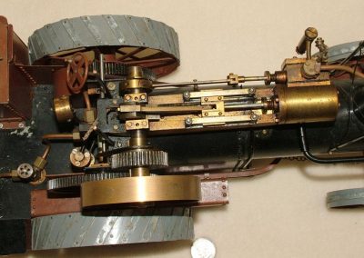A closer look at the internal parts of the steam tractor.