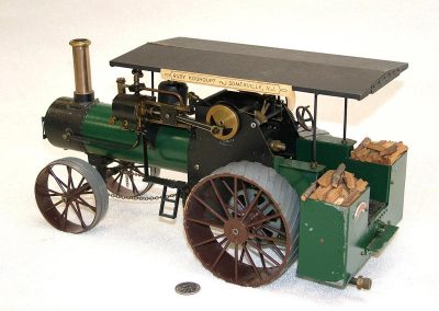 A side view of the J.I. Case & Co. steam traction engine.