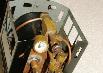 A peak inside the cab of the locomotive.