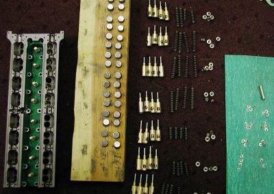 An array of engine components.