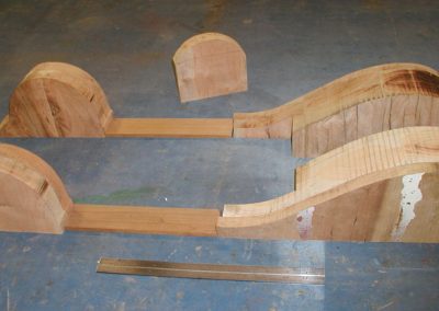 Cherrywood forming bucks were bandsawn to shape.