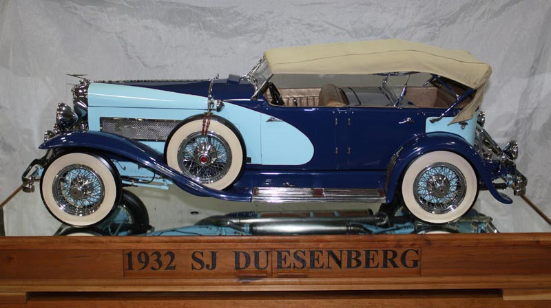 The Finished Duesenberg The finished 1/6 scale model Duesenberg on display.