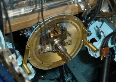 The inside of the finished Duesenberg engine compartment.