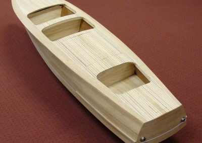 Early progress on the scale Gar Wood Runabout hull.