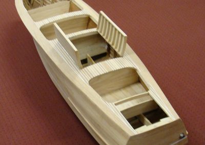 An overhead view of the Gar Wood boat.