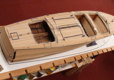 An overhead view of the Gar Wood hull.