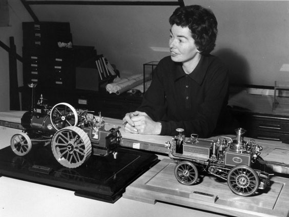 Cherry Hill With Her Models Cherry Hill with some of her scale models.