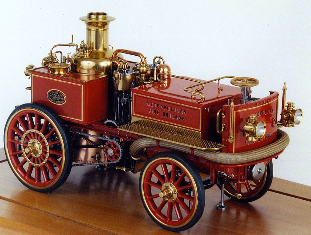 Merryweather Self-Propelled Fire Engine With Twin Pumps Cherry's scale model Merryweather fire engine.