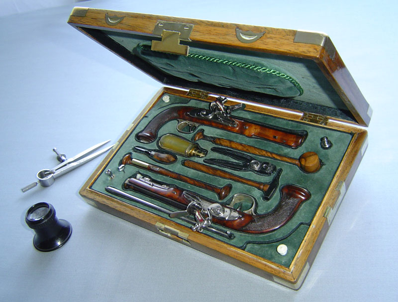 Miniature Set of Boxed Dueling Pistols Michel's miniature boxed set of dueling pistols.