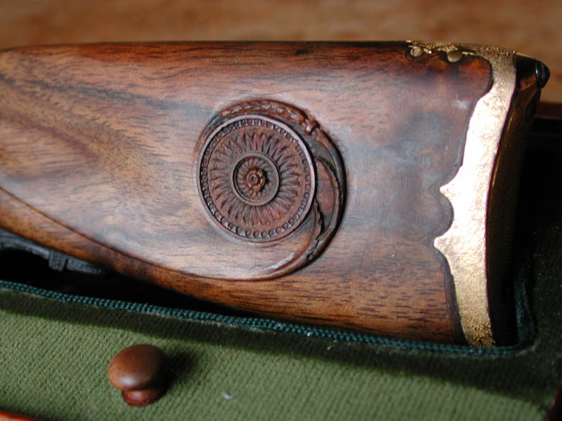 Blunderbuss Stock The left shoulder stock side of the miniature blunderbuss.