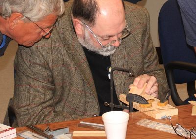 Bill demonstrating his miniature dovetail technique.