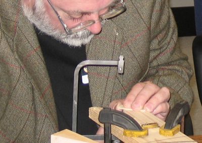 Bill demonstrating his miniature dovetail technique.