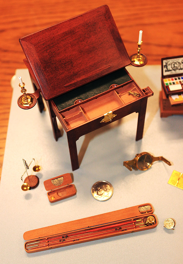 Architect’s Table and Other Miniatures A 1/12 scale architect's table and other miniatures.
