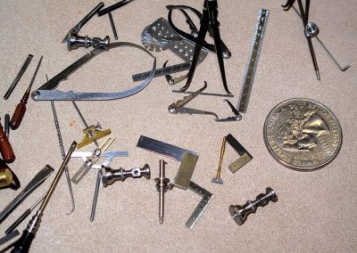 A variety of miniature tools.