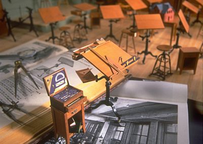Miniature drafting classroom details.