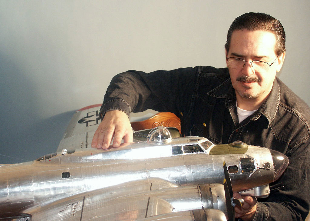 Guillermo WIth His B-17 Flying Fortress Mr. Rojas-Bazan with his model B-17.