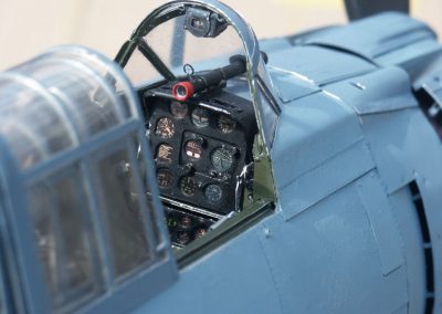 Close-ups reveal the many details in the pilot’s instrument panel.