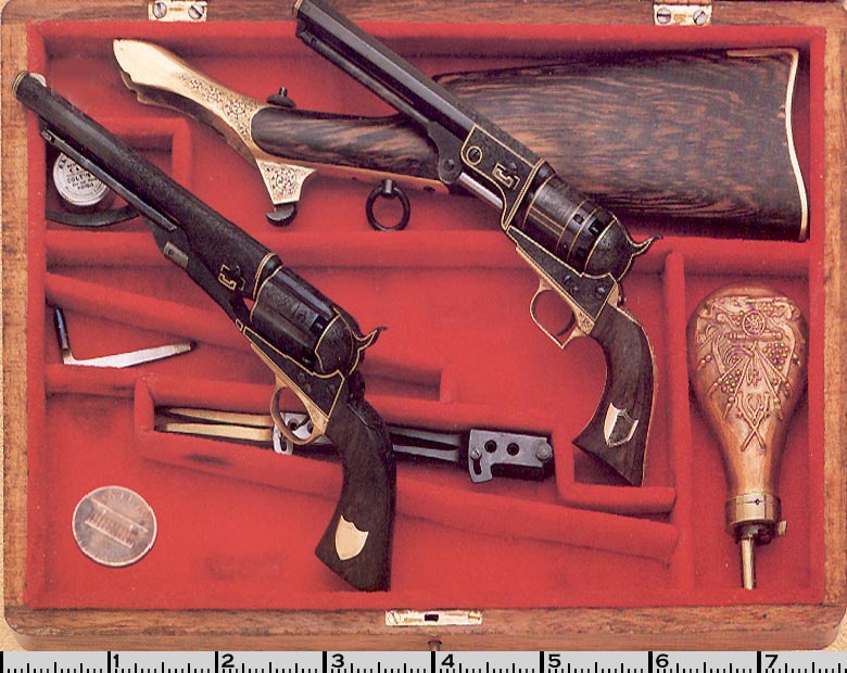 Colt Pistol Set A cased set of Colt Pistols in 1/3 scale.