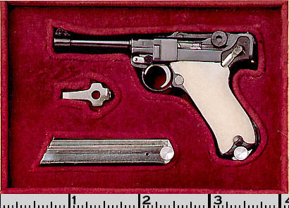 P.08 Luger David's miniagture P.08 Luger with ivory grips.