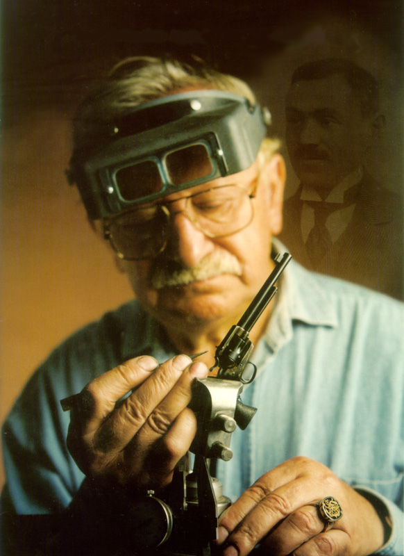 David Kucer at Work. David Kucer at work making one of his miniature firearms.