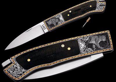 A folding knife engraved by Steve.