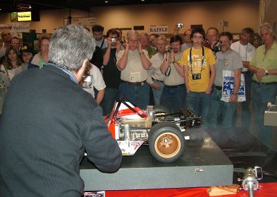 Pierre revs the engine for the crowd.