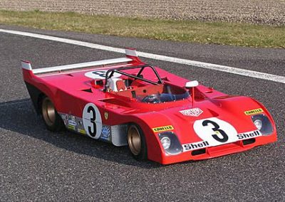 Pierre's scale race car on the track.