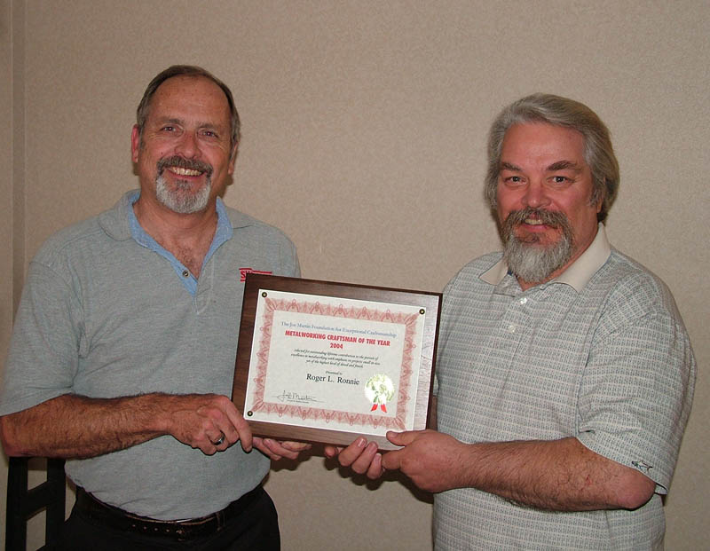 Roger Ronnie Accepting His Award Roger Ronnie (right) accepts his Craftsman of the Year Award in 2004.