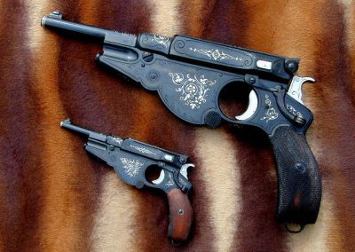 The finished Bergmann pistols.